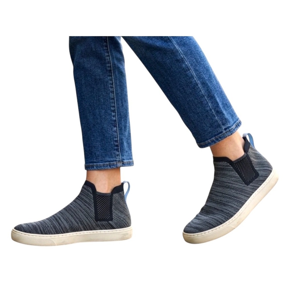Rothys The Chelsea Shadow Grey Marled Knit Slip On Sneaker Boots Womens 13